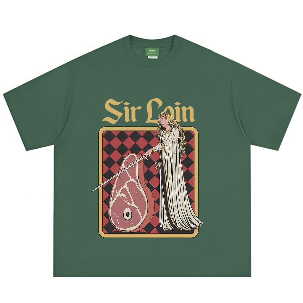 Sir Loin Steak Ritter Lustiges Meme T-Shirt Unisex Unisex Mode T-Shirt Sommer Kurzärmelig Locker Lässig Baumwolle Übergroße T-Shirts