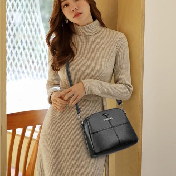 Women's New Shoulder Bag with Large Capacity, Fashionable Solid Color, Middle-aged Women's Mother Bag, Small Square Bag, Crossbody Bag