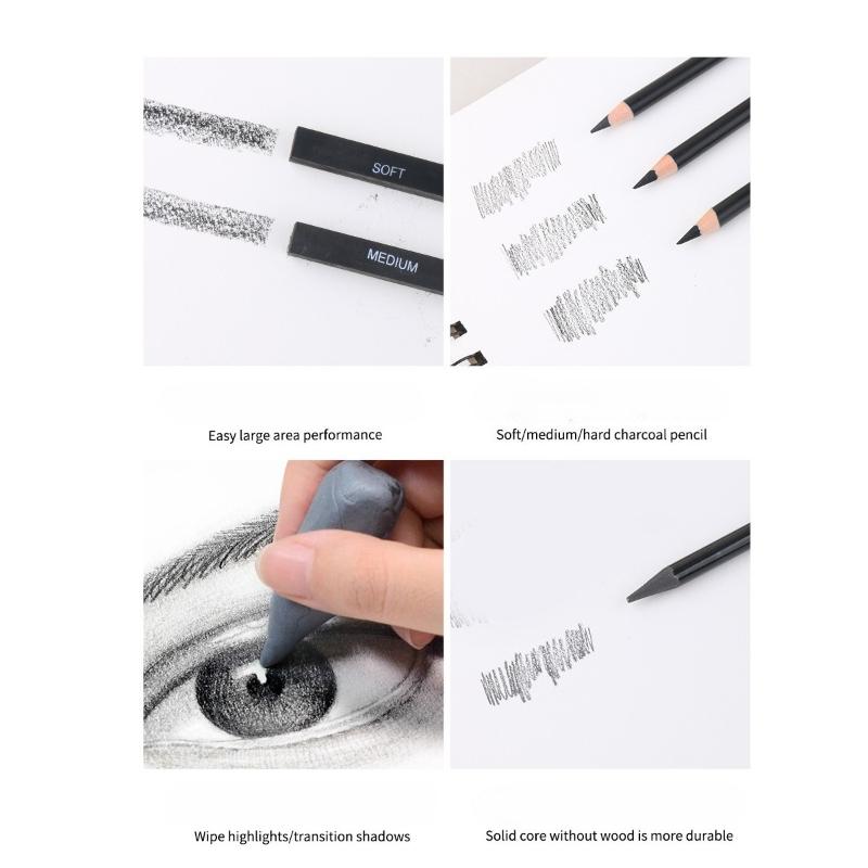 2/3/4/6/18pcs Sketch Pencil Set Charcoal Pen Easy Coloring for Outdoor Sketching Shadow Highlight Drawing Design