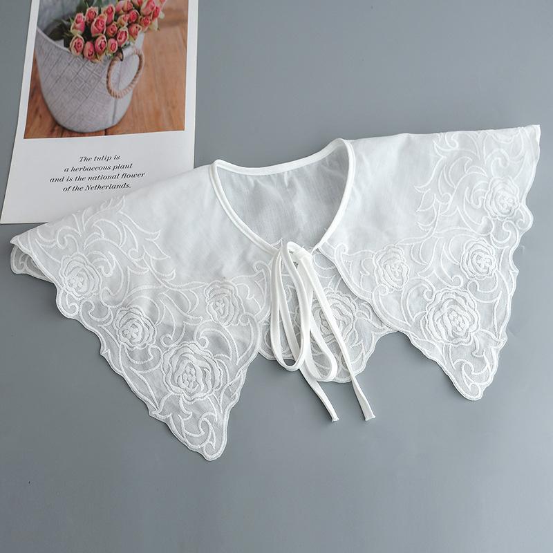 Koreansk Stor Revers Avtakbar Krage for Kvinner Genser Topp Falsk Krage Sjal Skuldersjal Dekor Falske Krager Slips