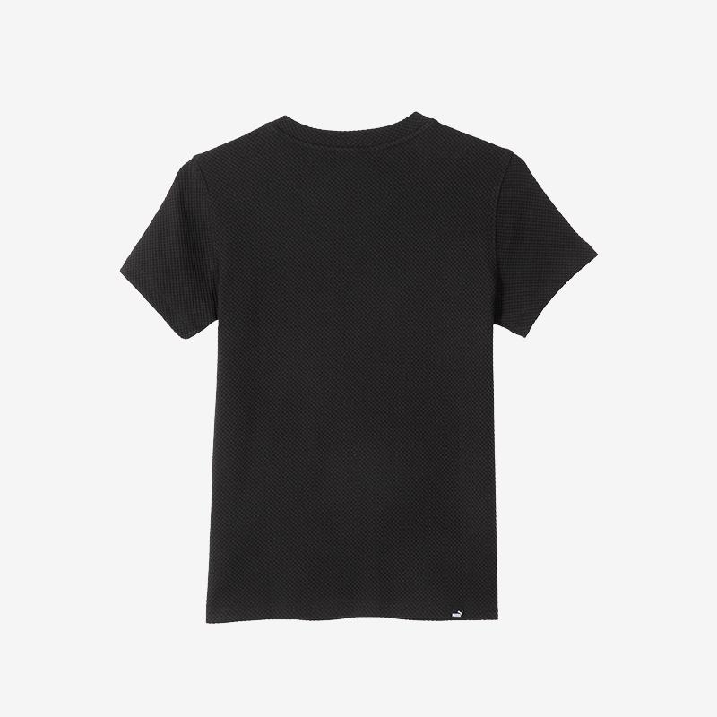 Puma Her Structured Round Neck Solid Color Simple Short Sleeve T-Shirt Women Tops Black 686325-01