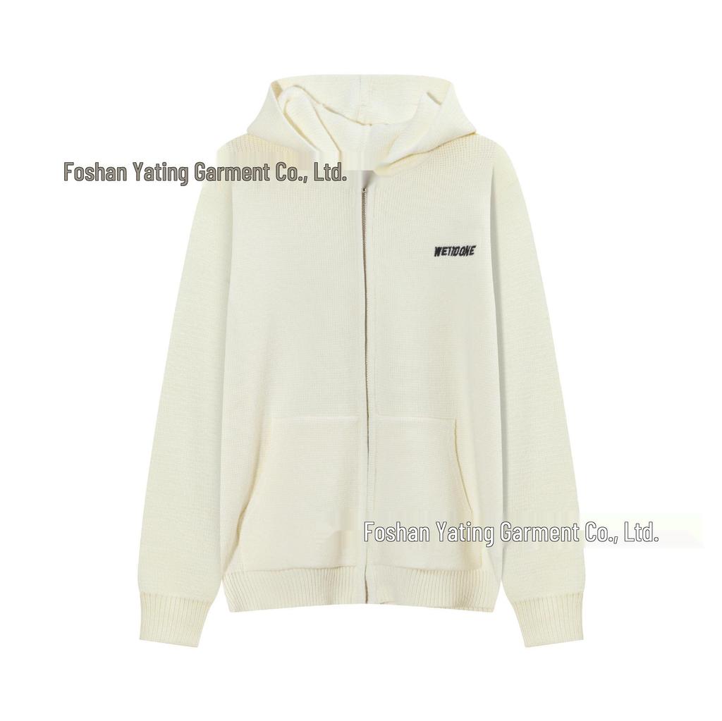 25th Anniversary Logo Embroidered Wool Knit Zip-Up Hoodie Sweater