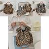 Trendy Grey And Brown Leopard Pattern Plush Crossbody Bag For Women Versatile Tote
