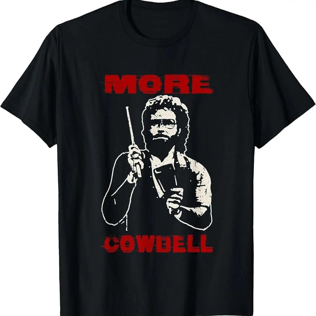 Funny More Cowbell Retro Humor T Shirt Vintage Streetwear Homme Designer Clothes Unisex Stylish Slightly Casual