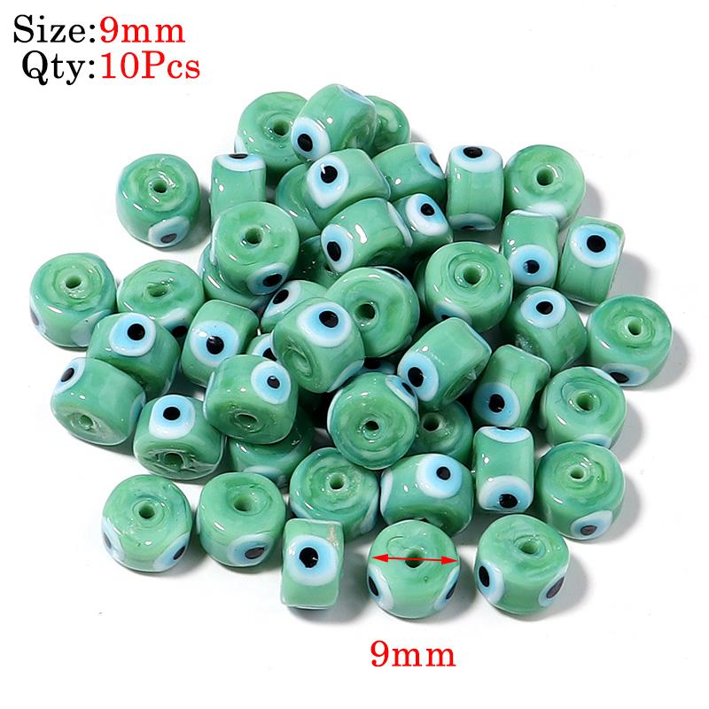 Round Lampwork Evil Eye Beads Liuli Flat Loose Fashion Jewelry For Bead Diy Handmade Bracelets Phone Charm Components
