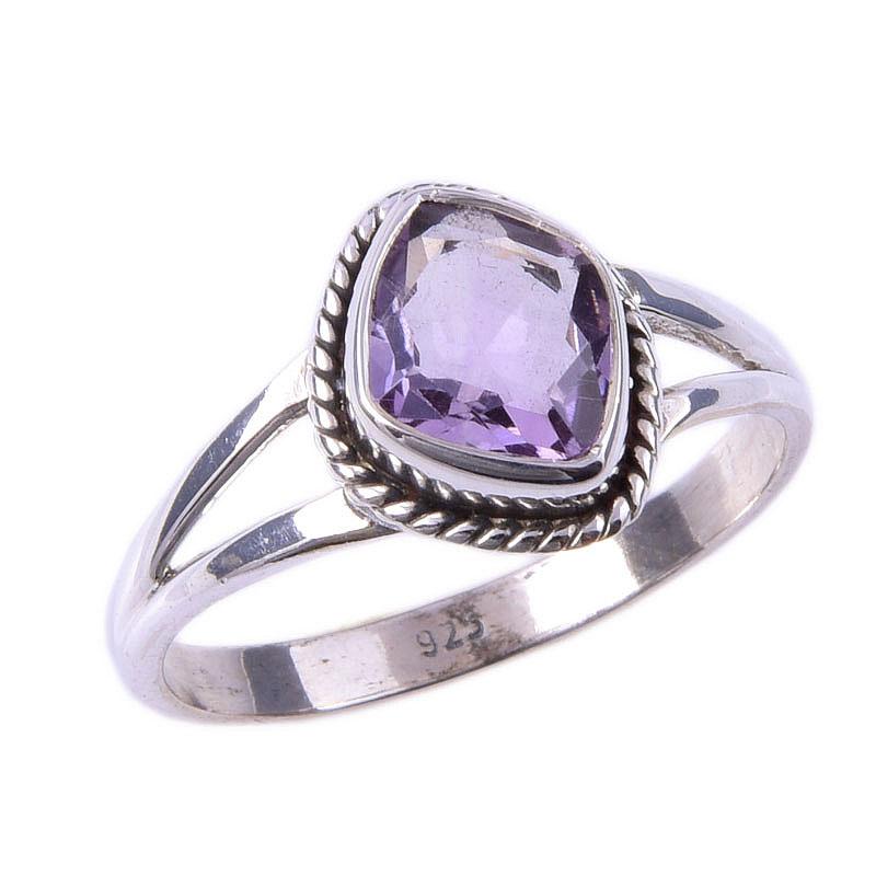 Natural Pink Amethyst Gemstone Handmade 925 Solid Sterling Silver Ring S.9 u3C39