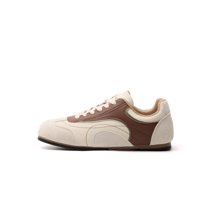 

Suding s retro contrasting color soft leather flat-bottomed German training shoes Jersey style sports and leisure Forrest Gump board shoes 2025 new a 40 бежевий
