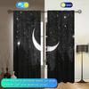 2pcs Black And White Starry Sky Crescent Moon Decorative Curtains   Warm In Winter   Insulated In Summer   Energy-Saving Suitable