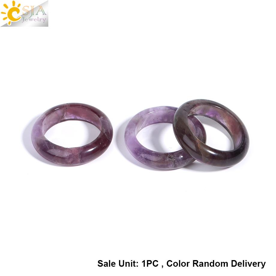 

Healing Gem Stone Crystal Band Rings for Men Natural Pink Stone Quartz Red Agates Jaspers Dainty Finger Ring Women Jewelry H474 21 аметист