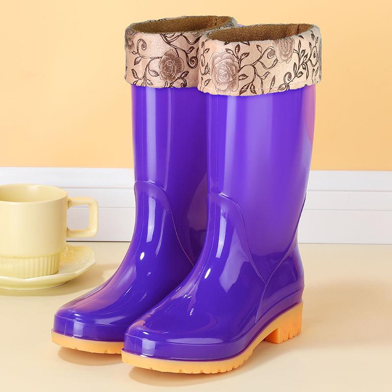 Dámské fleecem podšité protiskluzové nepromokavé gumové holínky s vysokým svrškem