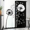 2PCS 2D Flat Curtains, Polyester Material, Dandelion Print Art Design, Pole Bag Design, Bedroom, Home Decoration