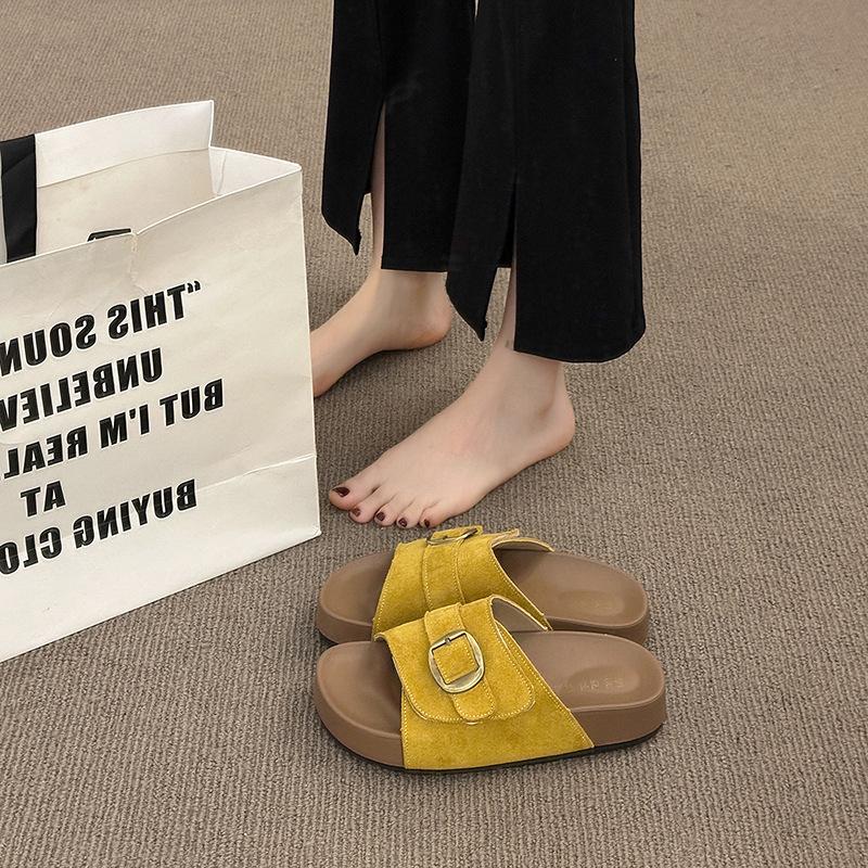 New platform women's summer wear half slippers with Boken cool slippers seaside vacation beach shoes
