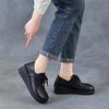 Johnature Genuine Leather Wedges Shoes Versatile Comfortable Soft Soled Lace-up Four Seasons Shoes