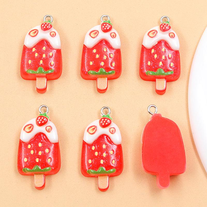 5 Styles DIY Resin Summer Fruit Ice Cream and Popsicle Charms: Grape & Watermelon Pendants for Bags & Phone Accessories