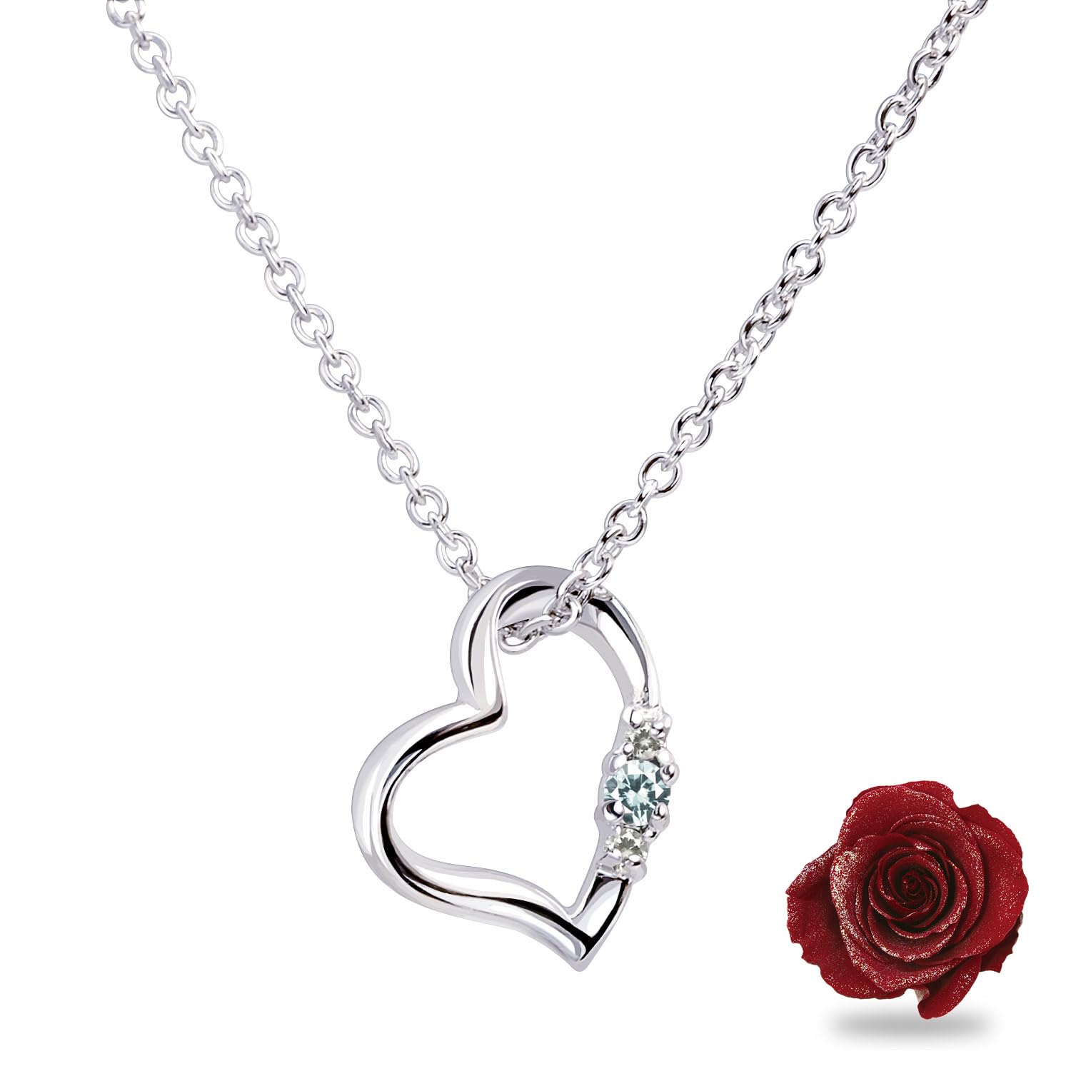 

Намисто Love Heart Preserved Flower Подарунковий набір Blue Topaz November Birthstone Antique Red [Sears] Women