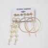 2024 European & American Fashion: Exaggerated Pearl & Crystal Butterfly Stud Earrings - 6 Pairs Set for Women