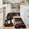 Christmas Plaid Tree Snowman Snowflake Kitchen Rug Set Non Slip Washable Floor Mat Indoor Holiday Decor