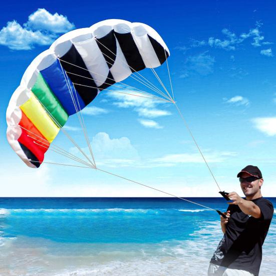 Flying Kite Beautiful Tear-resistant 1.4M Rainbow Dual Line Rainbow Power Kites for Entertainment