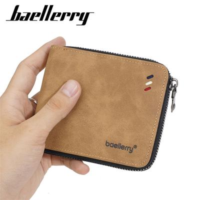 Herren Reißverschluss Geldbörsen PU Leder Kurzes Münzfach Vintage Design Kartenhalter