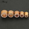 1PC Fashion Ear Plugs Wood Flesh Tunnels Zircon Crystal Rhinestone 8mm-16mm Saddle Ear Taper Body Piercing Jewelry Men Women