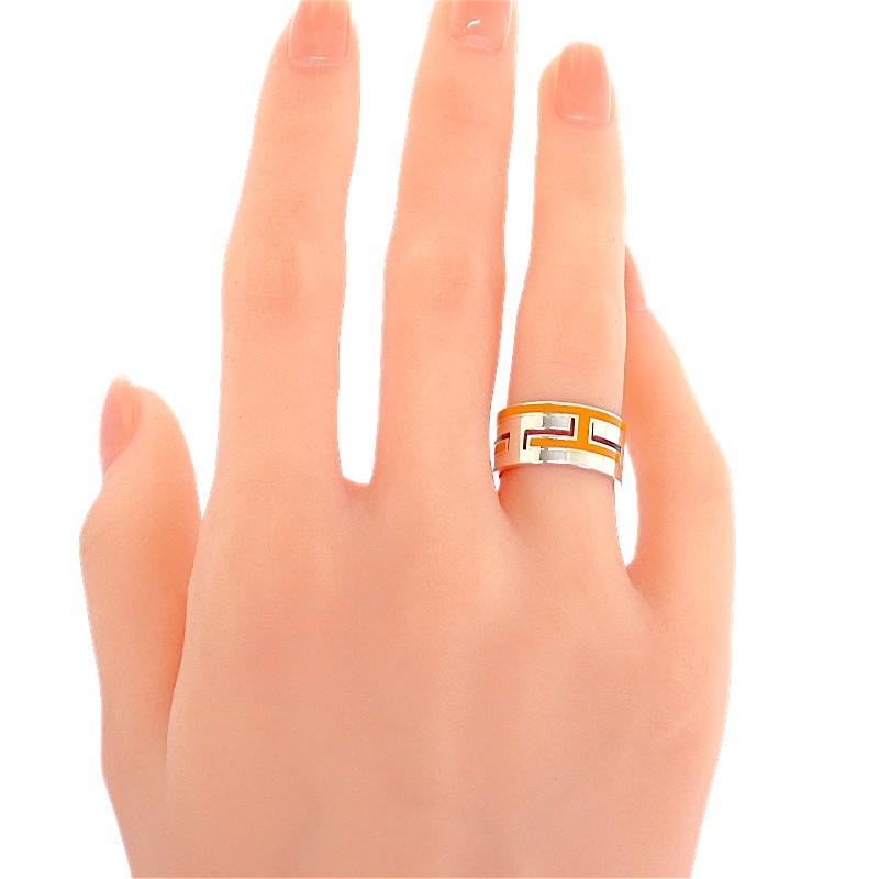 HERMES  #13(JP Size)  Ring Orange Silver925 Mens