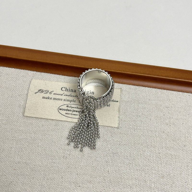 Fashion Heavy Industry Fireworks Tassel Shape Open Ring Niche Style Classy Easiest for Match Index Finger Ring Exaggerated and Personalized Ring Tide