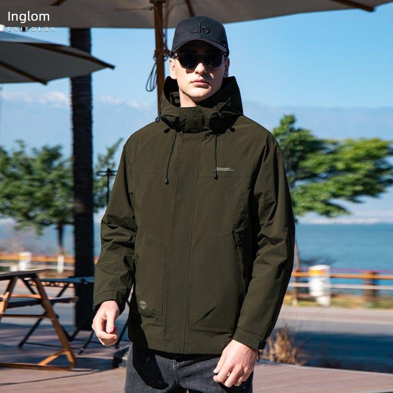 

Yingjuelun 2025 Autumn/Winter New Casual Hooded Jacket Men s Outdoor Windproof Workwear Sports Jacket Trendy Army Green 3XL