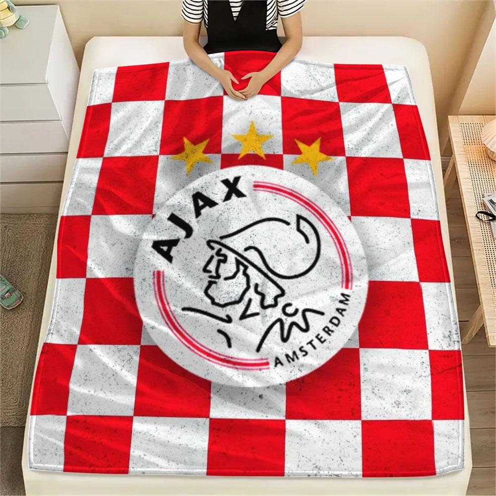 AFC Ajax Amsterdam Printed Flannel Blanket, soft throw for bedroom sofa, washable,soccer fan merchandise, great gift.