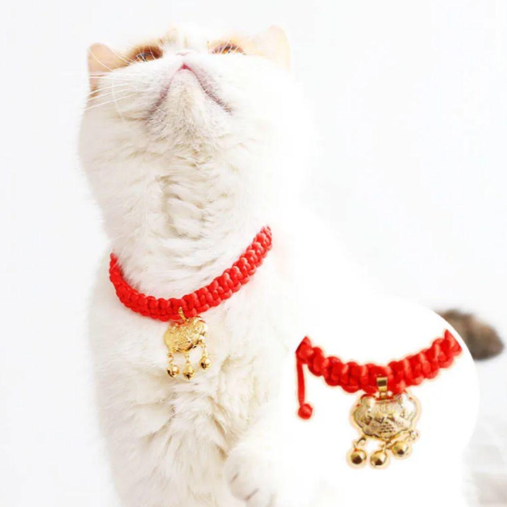 Chinese Style Cat Weave Necklace Adjustable Cat Long-Life Lock Collar  Photograph