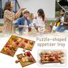 4pcs Wooden Jigsaw Shaped Coaster Tray - Retro Style for Camping Party Bar Restaurant, Food Tray Snack Plate Drink Coaster Set