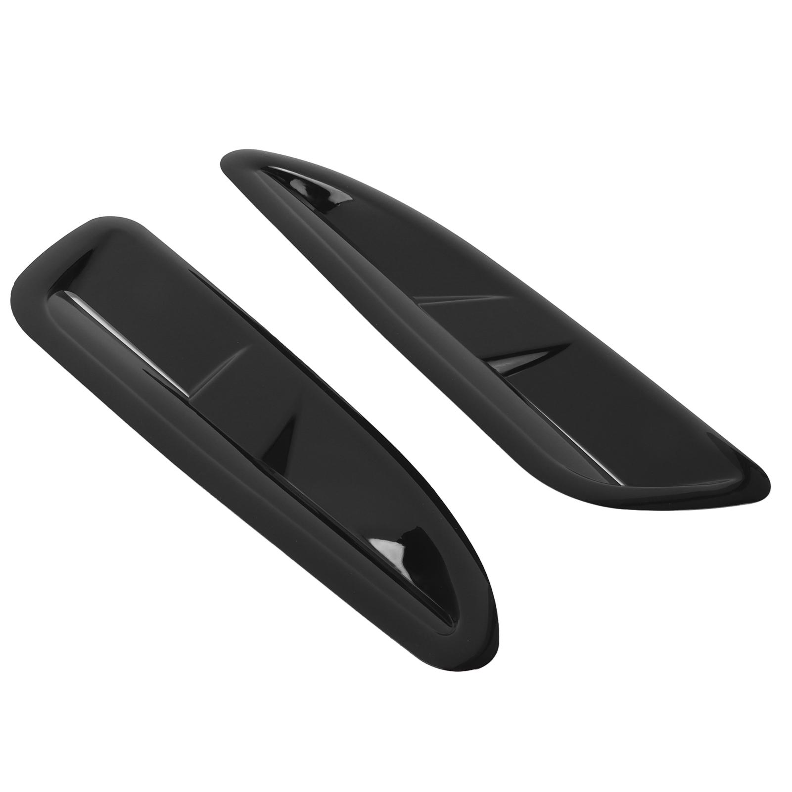 2pcs Car Bonnet Vents Hood Air Vent Cover Trim ABS Glossy Black Universal Auto Body Parts