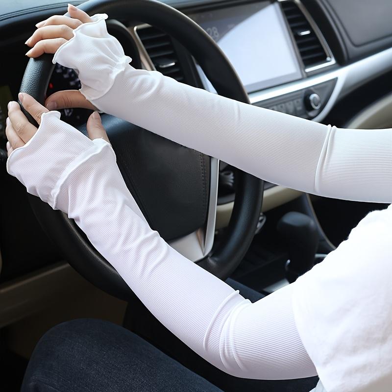 

1Pair Summer Cool Extended Sleeves Ice Silk Women s Thin Loose Sleeves Men s Outdoor Casual Elastic Arm Sleeves белый