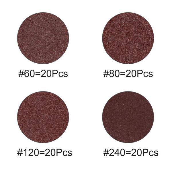

80 шт. 50 мм Полировальный диск с роликовым замком Шлифовальные диски Наждачная бумага Зернистость 60-240 Ассорти Абразивы Roloc Подходит для Dremel 80 Grits x 20 Pcs