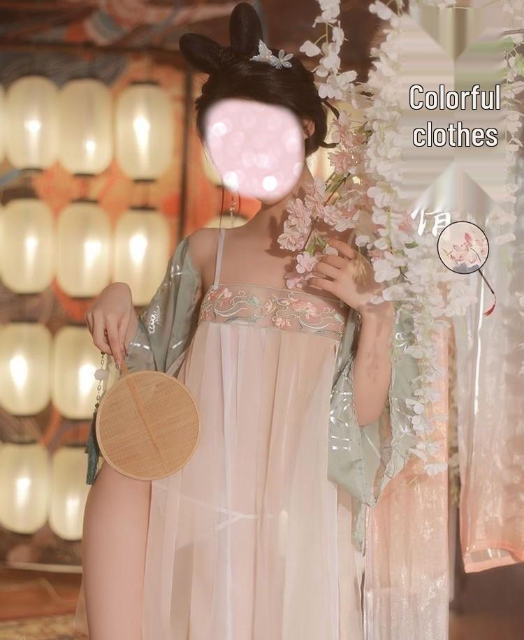 Seductive See-Through Hanfu Lingerie Set - Jade Ring Flirtation Charm 1285