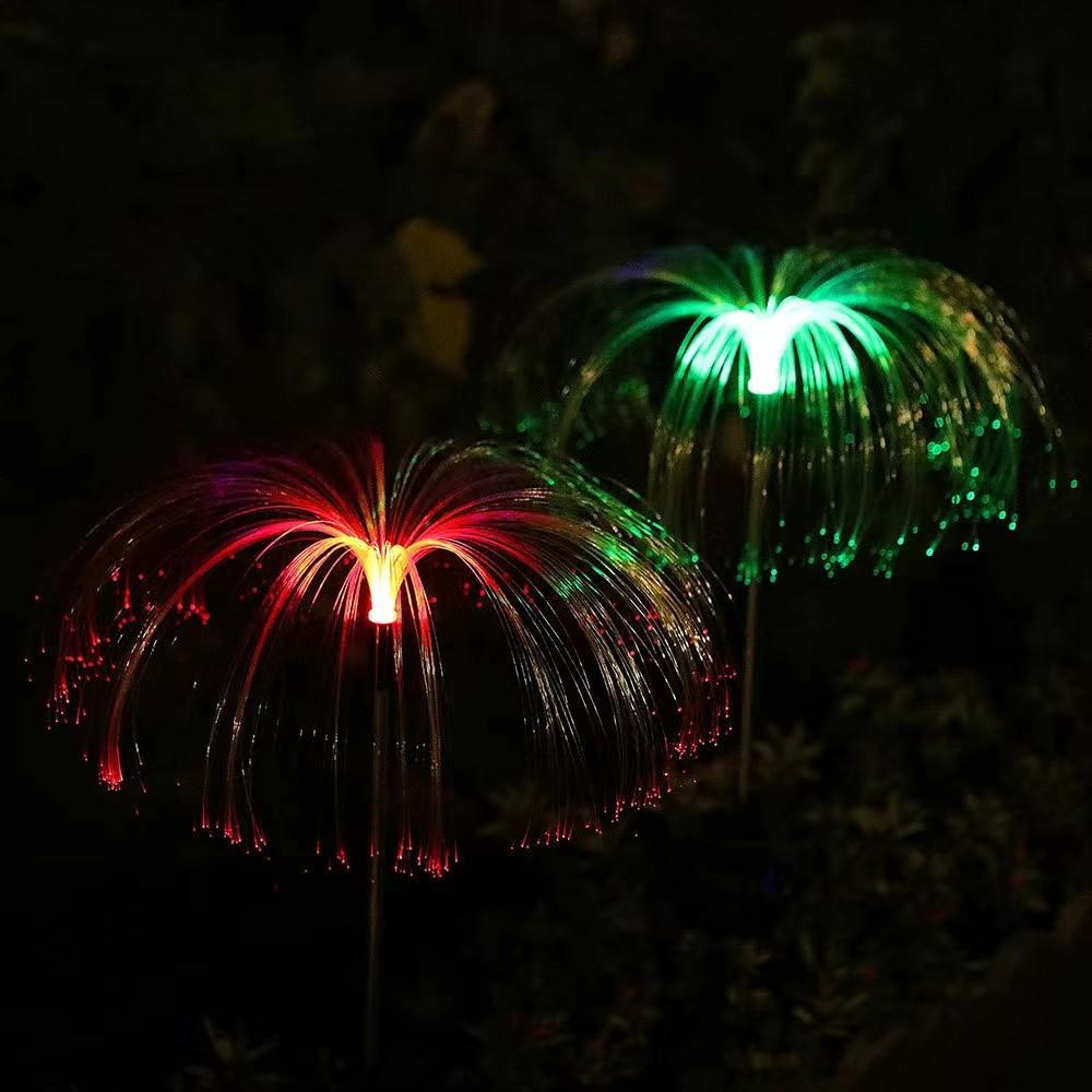 Luci da giardino solari Luci da prato per meduse in fibra ottica impermeabili per esterni Patio esterno Decorazione da giardino per villa Luce notturna