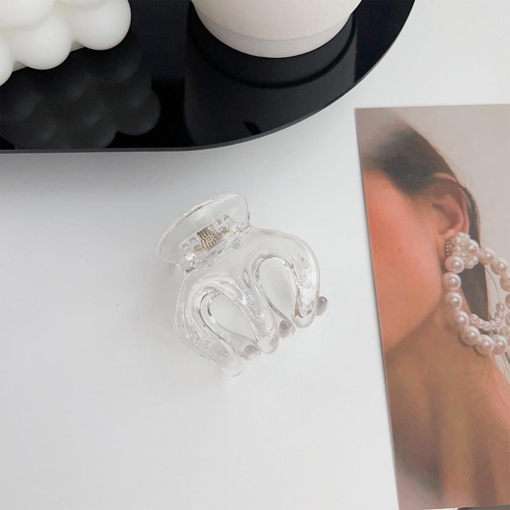 Korean Style Transparent Arc Semi-Circular Hair Clip for Women's Updo - High-End Hollow Shark Clip