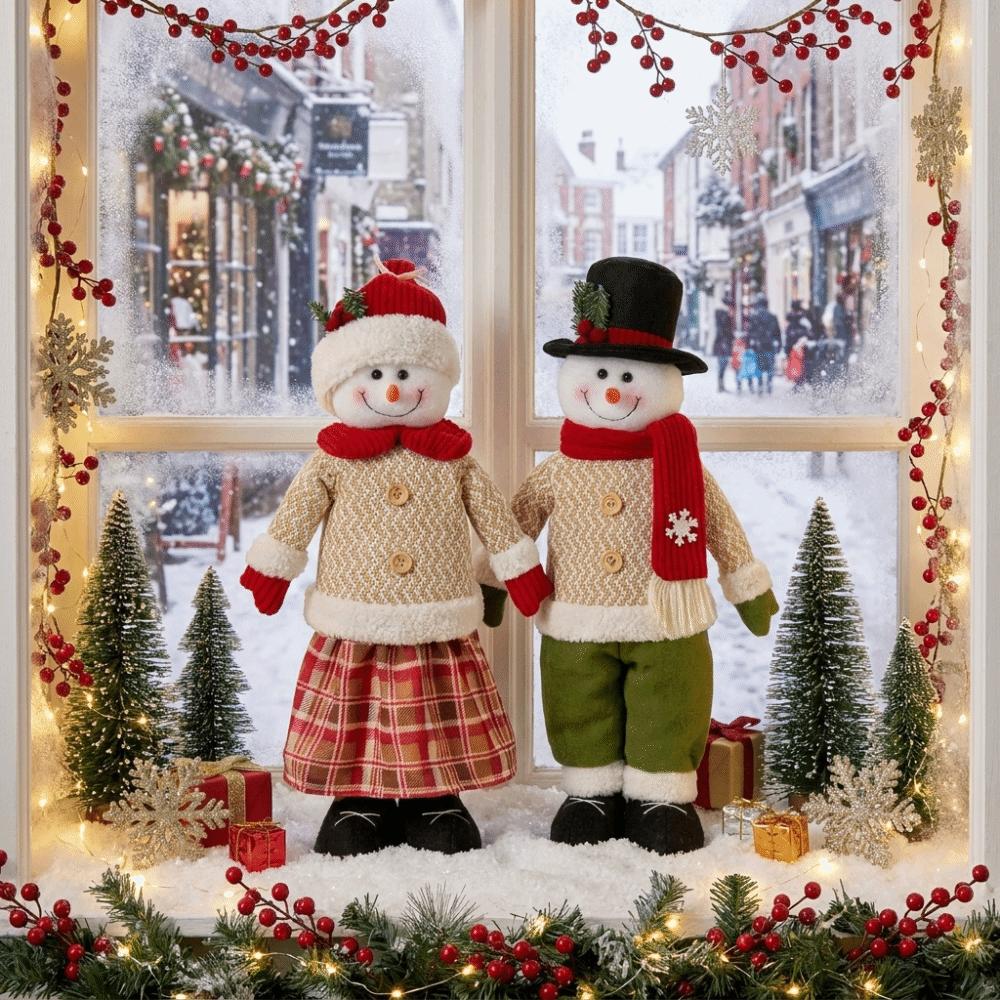 Extendable Legs Christmas Snowman Ornament Space-Saving Retractable Standing Doll Home Decor