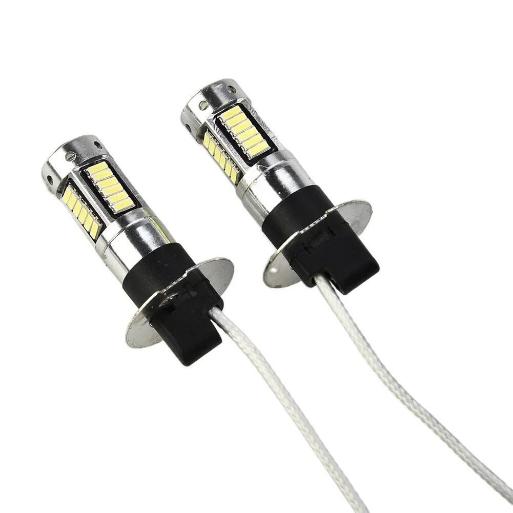 2Pcs H3 LED Fog Light Bulb 6000K 800LM Super White Daytime Running Lamps 12V Led Bulb Fog Lamp 360°Beam Angle Lights