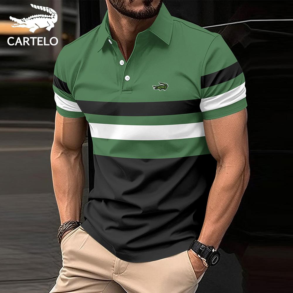 

CARTELO 2024 Summer Embroidered Plus Size POLO Shirt Striped Men s Sports Polo Shirt Top