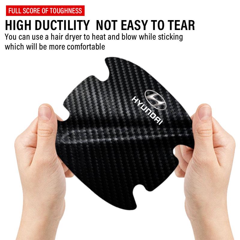 4PCS Car Door Handle Protection Sticker Emblem Car Decoration Styling For Hyundai I30 Tucson Veloster Kona I10 I35 Elantra Santa Fe Gadget