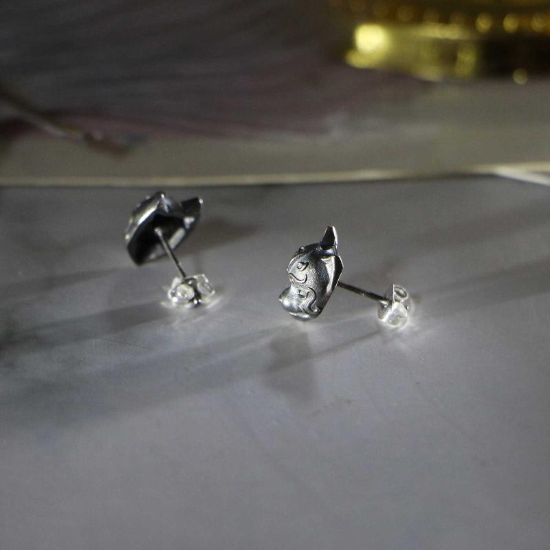 Biker Punk Schmuck Persönlichkeit Silberbeschichtet Gotischer Gehörnter Dämon Baby Ohrstecker Teufel Totenkopf Ohrstecker für Männer Frauen