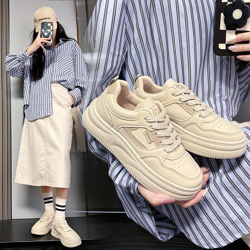 Spring and Autumn new sports and leisure ins platform leather single shoes board shoes