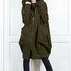 Hooded Pocket Hoodie Zipper Mid Length Fake Two Piece Loose Jacket for Women