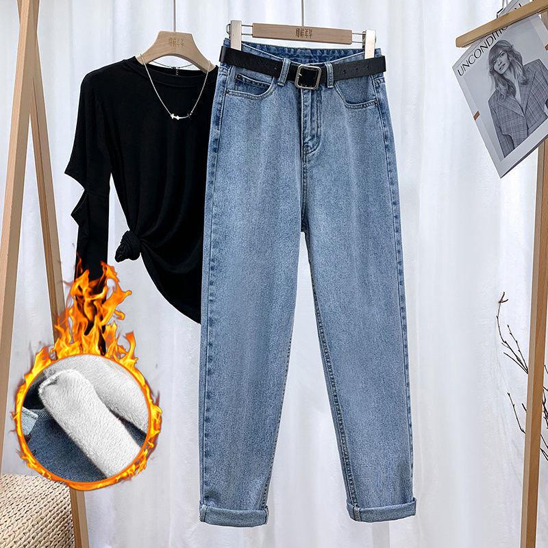 Women s Plush High-Waist Harem Pants - Thick, Large Size, Autumn/Winter 2026 S