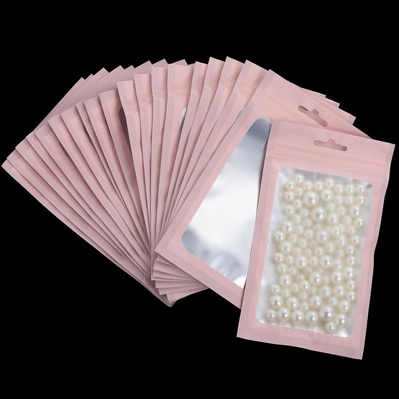 20Pcs Clear Plastic Zip Lock Bags Reclosable Gift Packaging Bag For DIY Jewelry Retail Food Matte Aluminum Foil Storage Pouch