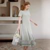 Xiangying 2026 Summer Knitted Satin Patchwork A-line Midi Dress