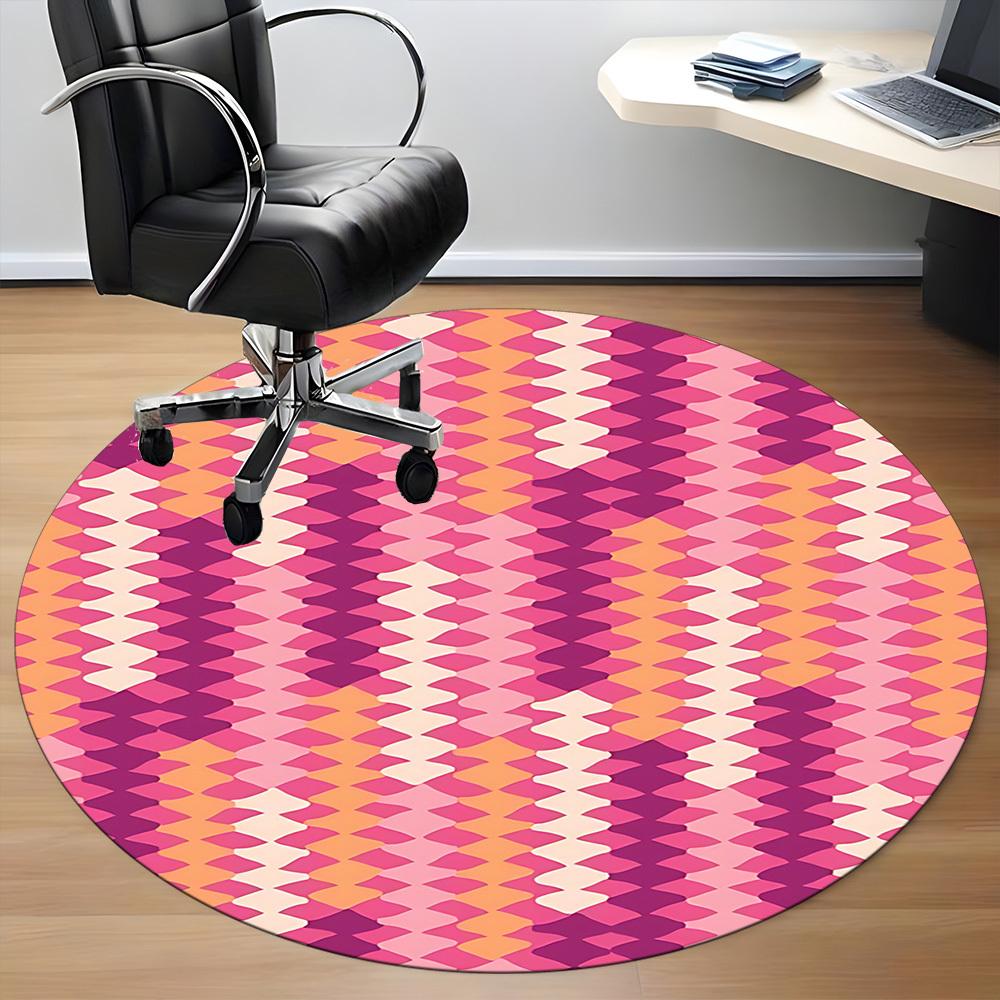 1 Stück bunter Kreisstuhlteppich für Büro, Innenbereich, rutschfest, waschbar, Polyesterfaserteppich,