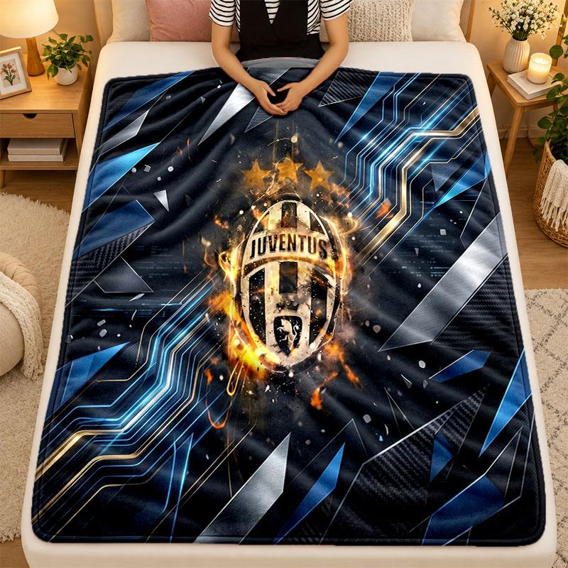 Flanel Battaniye Juventus FC Sıcak Yumuşak Atkı Battaniye İç Mekan Kanepe Yatak Oturma Odası Kullanımı İçin