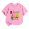 Kids Boys Girls 100% Cotton Short Sleeve T-shirt, Cute Cartoon Character Print Casual Crew Neck Tee, Comfortable Lightweight Top for Daily Wear In All