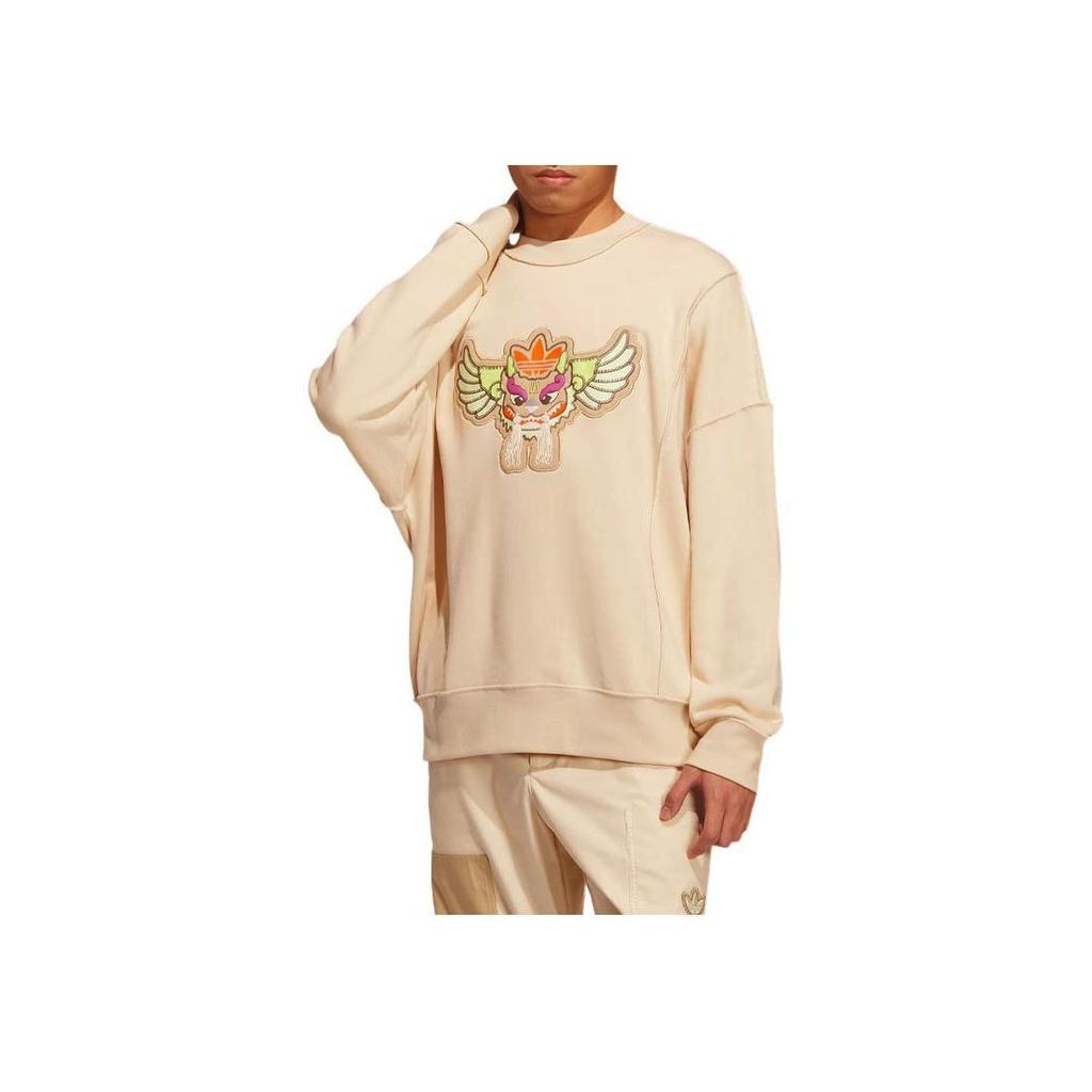 adidas Originals Series Cartoon Embroidery Crew Neck Pullover Sweatshirt Men Tops Crag-Sandstorm Earth IP7549